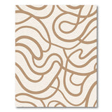 Abstract Wavy Tan Lines Beige Area Rug