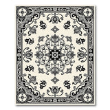 Ornate Black Ivory Persian Area Rug