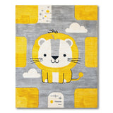 Cute Yellow Cartoon Lion Kids Area Rug
