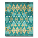 Blue and Teal Teal Gold Southwestern Geometric Area Rug