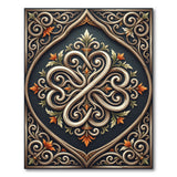 Ornate Ivory Swirl Floral Navy Area Rug