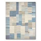 Blue Patchwork Stripe Geometric Area Rug