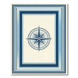 ODIKA Nautical Compass Rose Washable Area Rug, Blue and Cream Low Pile Non-Slip Coastal Carpet