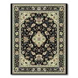 Elegant Black Persian Floral Medallion Rug
