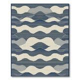 Layered Blue Wave Coastal Area Rug