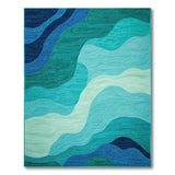 Blue Teal Wavy Abstract Abstract Area Area Rug