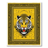 Bold Yellow Tiger Geometric Border Rug