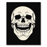 Black and White Grinning Skull Black White Area Rug