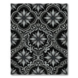 Monochromatic Gray Floral Medallion Tile Rug