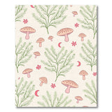 Whimsical Pink Mushroom Fern Crescent Moon Rug