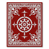 Elegant Red Persian Rug with Ornate White Floral Medallion