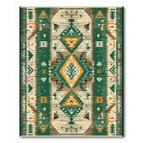 Teal Green Southwestern Diamond Pattern Rug