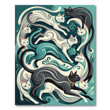 Swirling Teal Cats Area Rug