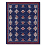 ODIKA Washable Navy Blue Red Star Area Rug - Non-Slip Low Pile Indoor Rug