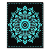 Teal Mandala Geometric Area Rug on Black