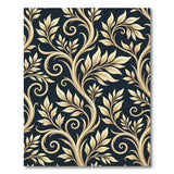 Elegant Gold Foliage on Black Damask Area Rug