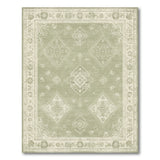 Sage Green Distressed Vintage Floral Area Rug