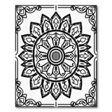 Ornate Black White Mandala Black and White Area Rug