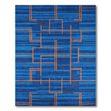 Blue and Teal Modern Blue Geometric Grid Area Rug
