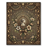 Ornate Gold Floral Portrait Frame Rug