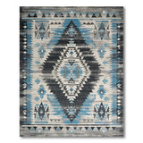 Distressed Blue Teal Southwestern Geometric Rug