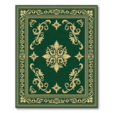Ornate Emerald Green Gold Floral Area Rug