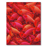 Vibrant Red Koi Fish Swarm Area Rug
