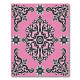 Pink Black Ornate Damask Area Rug