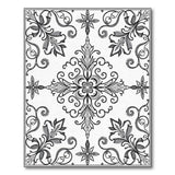 Elegant Black White Floral Ornament Area Rug