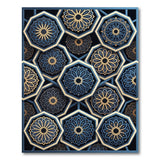 Teal Gold Octagonal Mandala Rug