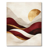 Abstract Red Wave Gold Sun Beige Area Rug