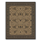 Black Border Beige Persian Floral Area Rug
