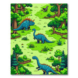 Cartoon Blue Dinosaurs Forest Adventure Rug