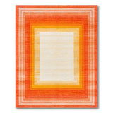 Vibrant Orange Concentric Border Area Rug