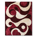 Red Swirl Geometric Modern Area Rug