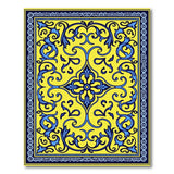 Ornate Yellow Blue Persian Motif Area Rug