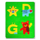 Vibrant Green Kids Cartoon Alphabet Rug with Animals