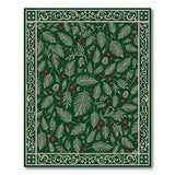 Evergreen Pine Branches Red Berry Holiday Rug