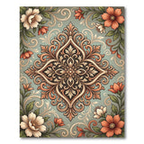 Teal Orange Floral Mandala Vintage Area Rug