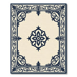 Navy Ornate Floral Medallion Area Rug