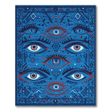 Mystical Eyes Blue Tribal Area Rug