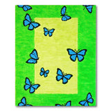 Vibrant Blue Butterflies Green Yellow Area Rug