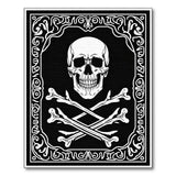 Ornate Skull Crossbones Black White Rug