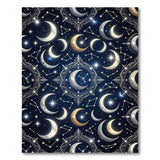 Ornate Celestial Moons Stars Area Rug