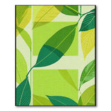Layered Green Leaves Geometric Area Rug