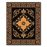 Black Gold Ornate Floral Medallion Rug