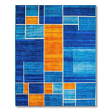 Modern Blue Teal Orange Geometric Abstract Area Rug