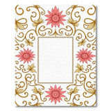 Ornate Pink Floral Gold Vine Border Rug