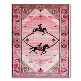 Pink Southwestern Cowboy Horse Silhouette Rug