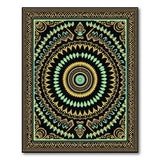 Multi-color and Patterns Teal Gold Mandala Persian Area Rug